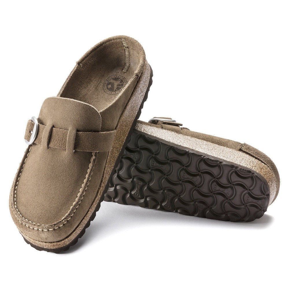 NEW Birkenstock Buckley Suede Leather Clogs Gray Taupe EU 39 US L8 M6 Narrow